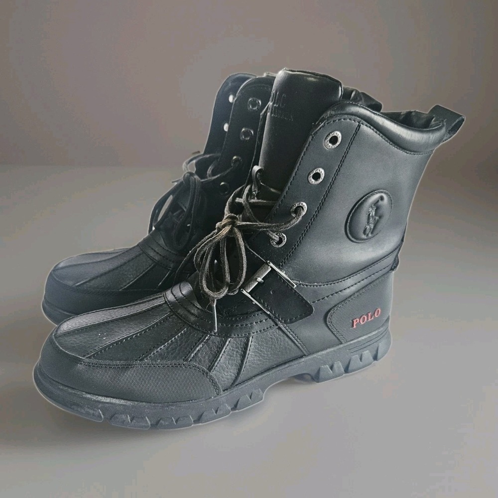 Polo Ralph Lauren Mens High Lace-Up Boots Black Size 13D Excellent Condition